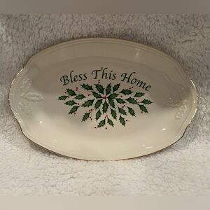 Lenox Holiday “Bless This Home” Oval Serving Tray/Platter/Dish w/original box